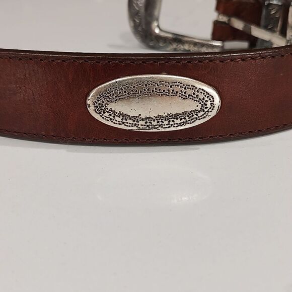 Latigo Brown Leather Belt with Silver Tone Accents Vintage Size 36 - Picture 3 of 11